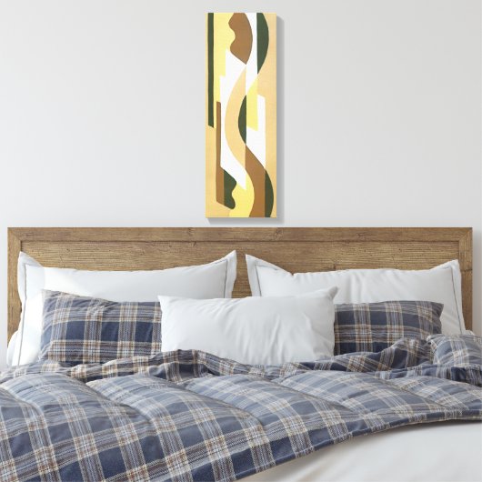 Retro Art Deco Jazz Brown Herbstkrümmung Muster Leinwanddruck (Insitu (Schlafzimmer))