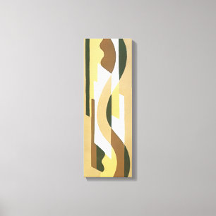 Retro Art Deco Jazz Brown Herbstkrümmung Muster Leinwanddruck