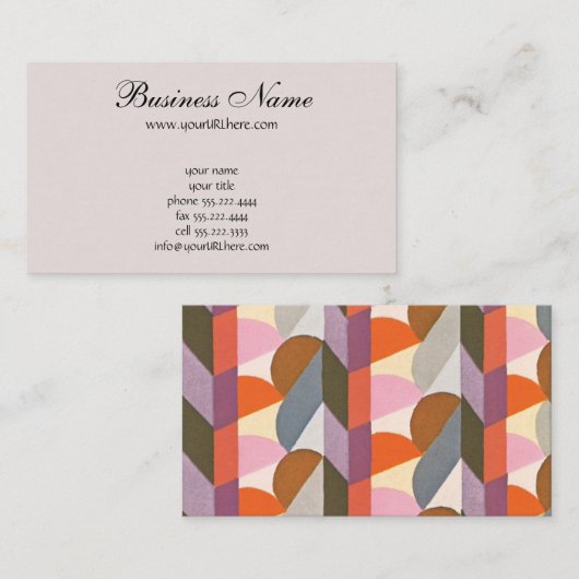 Retro Art Deco Jazz Pastel Farben Formen Muster Visitenkarte (Vorne/Hinten)