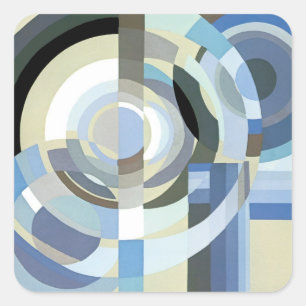 Retro-Art Deco Jazz Vintage Blau Kreis Muster Quadratischer Aufkleber