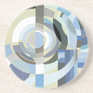 Retro-Art Deco Jazz Vintage Blau Kreis Muster Sandstein Untersetzer