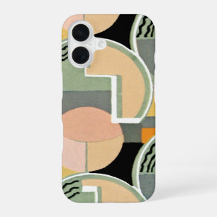 Retro Art Deco Jazz Vintage Türkis Kreise Muster iPhone 16 Hülle