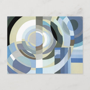 Retro Art Deco Jazz Vintages blaues Zirkel Muster Einladungspostkarte