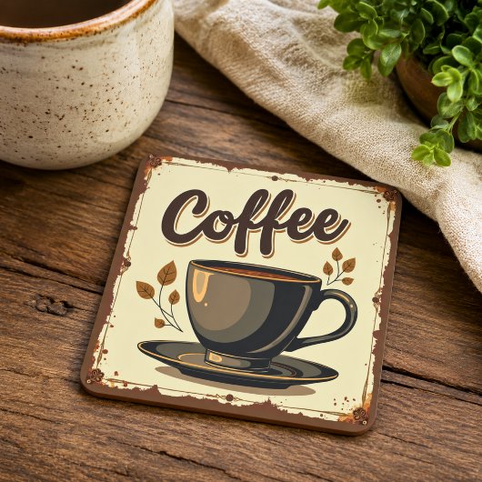 Retro-Art-Deco-Kaffee Rechteckiger Pappuntersetzer