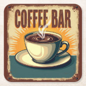 Retro-Art-Deco-Kaffeebar Rechteckiger Pappuntersetzer (Vorderseite)