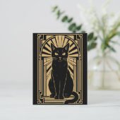 Retro-Art Deco-Katze Postkarte (Stehend Vorderseite)