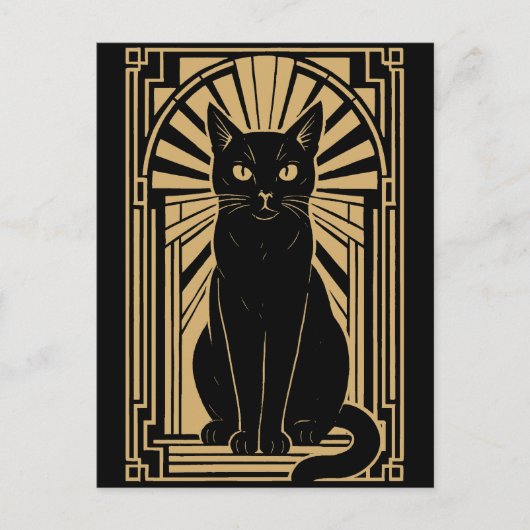 Retro-Art Deco-Katze Postkarte (Vorderseite)