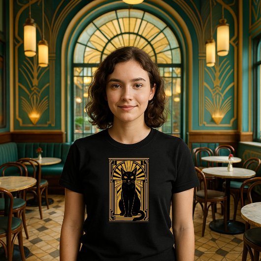 Retro-Art-Déco-Katze T-Shirt