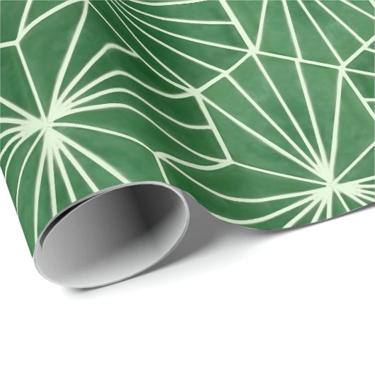 Retro Art Deco Lime Green Geometric Pattern Geschenkpapier (Rolleneckpunkt)