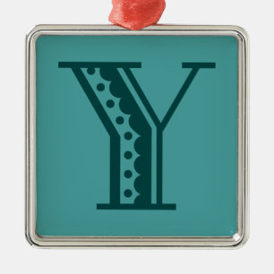 Retro-Art-Deco-Mexikanischer-Stil-Buchstaben-Monog Silbernes Ornament