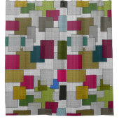 Retro Art Deco Muster Lila Blau Duschvorhang (Vorderseite)