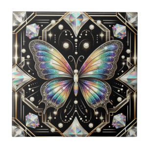 Retro Art Deco Nouveau Regenbogen Schmetterling Fliese