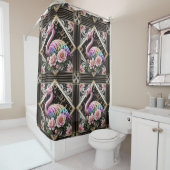 Retro Art Deco Pink Flamingos Duschvorhang (Beispiel)