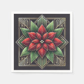 Retro Art Déco Poinsettia Festivals Entdeckungsrei Serviette (Vorderseite)