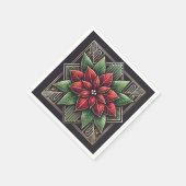 Retro Art Déco Poinsettia Festivals Entdeckungsrei Serviette (Ecke)