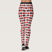 Retro Art Deco Red Black Diamond Geometric Muster Leggings (Rückseite)