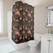 Retro-Art-Deco-Rosa-Flamingos Duschvorhang (Beispiel)