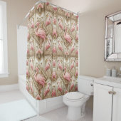 Retro-Art-Deco-Rosa-Flamingos Duschvorhang (Beispiel)