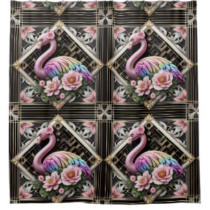 Retro-Art Deco Rosa Flamingos Duschvorhang
