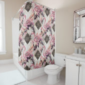 Retro-Art Deco Rosa Flamingos Duschvorhang (Beispiel)