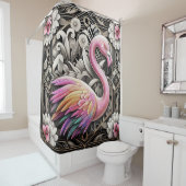 Retro-Art Deco Rosa Flamingos Duschvorhang (Beispiel)