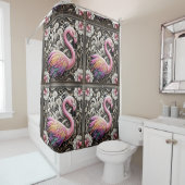 Retro-Art Deco Rosa Flamingos Duschvorhang (Beispiel)