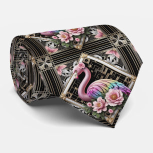 Retro-Art-Deco-Rosa-Flamingos Krawatte