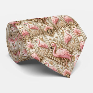 Retro-Art-Deco-Rosa-Flamingos Krawatte