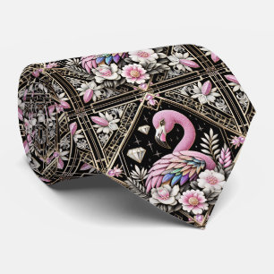 Retro-Art Deco Rosa Flamingos Krawatte