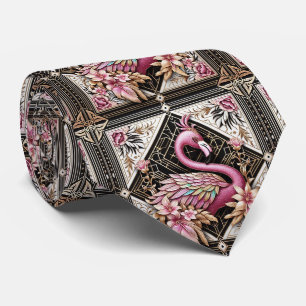 Retro-Art Deco Rosa Flamingos Krawatte
