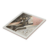 Retro Art Deco Rosa Gold und Schwarz Fliese (Seite)