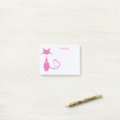 Retro Art Deco Rosa Keramik Katzenwelse Personalis Post-it Klebezettel (Auf Schreibtisch)