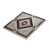 Retro Art Deco Rosa Weiß und Schwarz Fliese (Seite)
