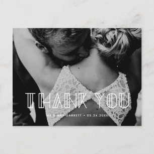 Retro-Art-Deco-Schrift Hochzeits-Dankeschön Postkarte