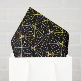 Retro-Art Deco Schwarz Gold geometrisches Muster Seidenpapier