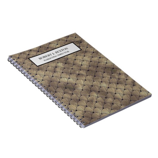 Retro Art Deco Stil Gold und schwarzer Regenbogen Notizblock (Rechte Seite)