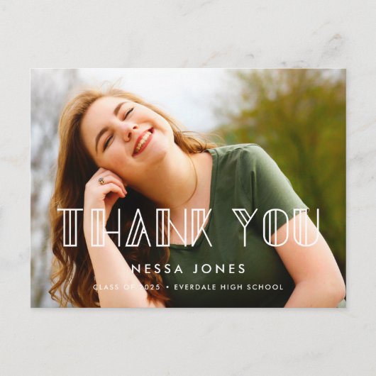 Retro Art Deko Abschluss Vielen Dank Foto Postkarte (Vorderseite)