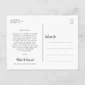 Retro Art Deko Drehbuch Hochzeit danke Postkarte (Rückseite)