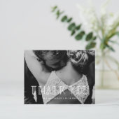 Retro Art Deko Drehbuch Hochzeit danke Postkarte (Stehend Vorderseite)