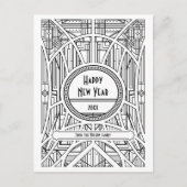 Retro Art Deko glücklich Neues Jahr Postkarte (Vorderseite)
