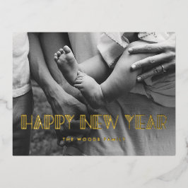 Retro Art Deko Happy New Year Foto Folien Feiertagspostkarte