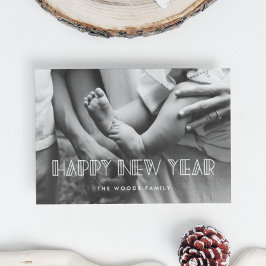 Retro Art Deko Happy New Year Holiday Fotokarte Feiertagskarte