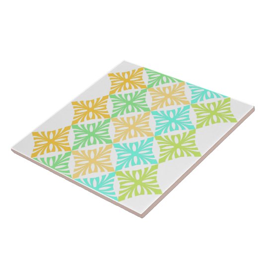 Retro Art Deko Sommerzitronenmuster Fliese (Seite)