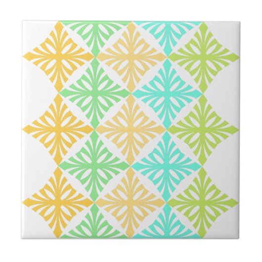 Retro Art Deko Sommerzitronenmuster Fliese (Vorderseite)