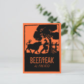 Retro Art Deko Steak Restaurant und Postkarte (Stehend Vorderseite)