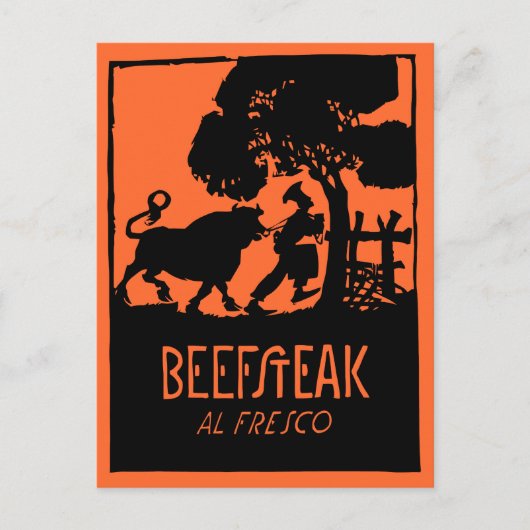 Retro Art Deko Steak Restaurant und Postkarte (Vorderseite)