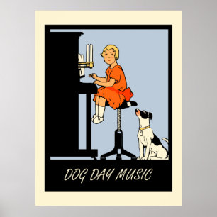 Retro Art der Hundstagmusik Poster