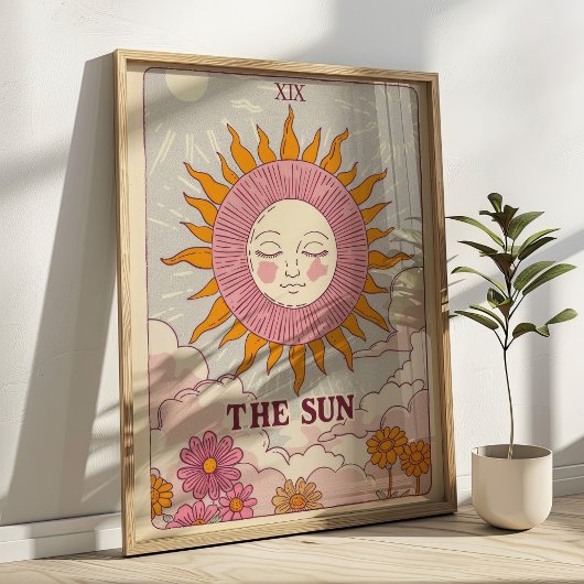 Retro-Art der Sun-Tarot-Karte Poster