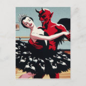 Retro Art Devil with Ballet Dancer Swan Dress Postkarte (Vorderseite)