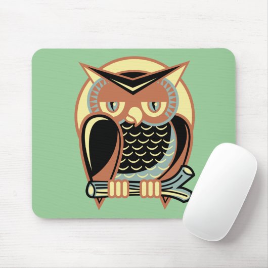 Retro Art-Eule Mousepad (Mit Mouse)